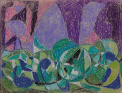 Große Komposition, lila-grün-blau