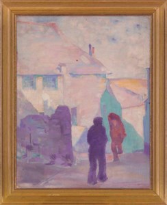 Two figures on a shady backstreet