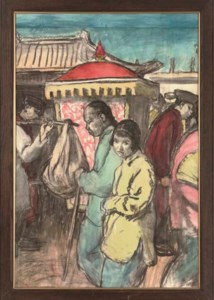 Chinese market, sketch for Wembley poster