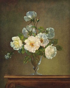White roses in a glass goblet