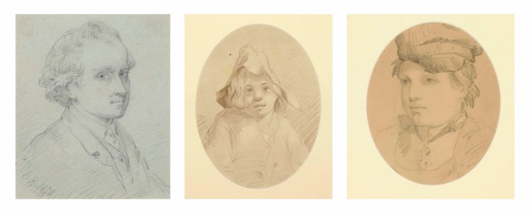 Portrait of a gentleman, bust-length; and Two studies of young boys; and Two studies of girls