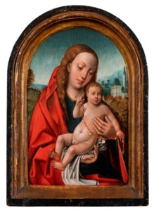 The Virgin and Child in a landscape with the Bruges 'Poortersloge'
