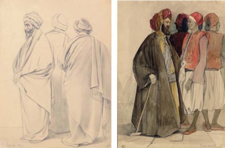 Three Robed Men; Four Men in Egyptian Dress
