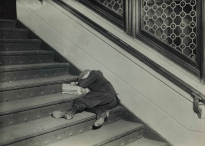 Newsie Asleep on Stairs, 1912