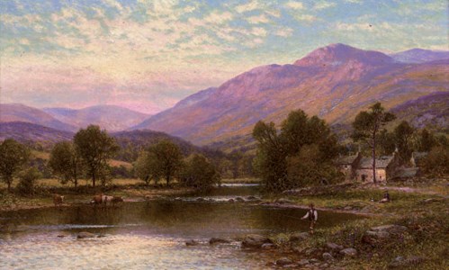 An angler on the Derwent, Cumberland