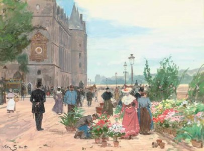 Flower sellers before the Conciergerie, Paris