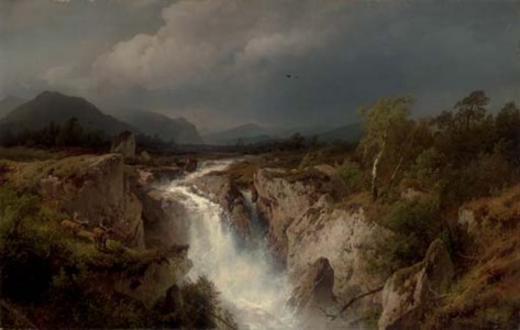 Elk by a Cascading River