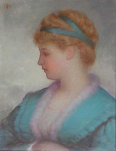 Portrait of a woman, bust-length, turned to the left