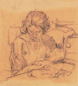 A woman sewing