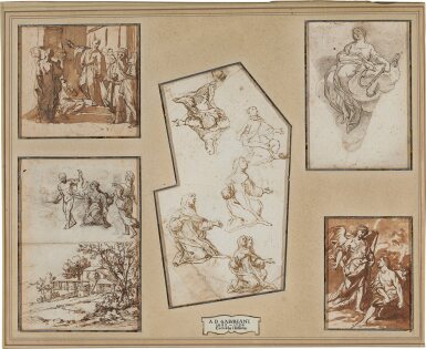 Five drawings mounted as one