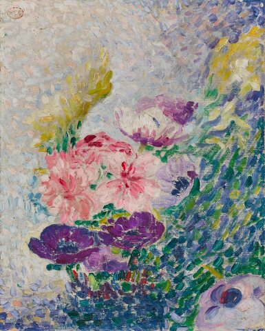 Bouquet de pavots et chrysanthèmes