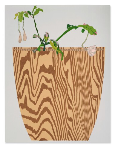 Jonas Wood, Wood Grain Pot with Night Bloom