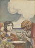 "Nausicaa and her maidens brought him food and wine."