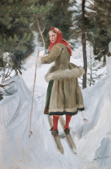 Girl from Mora Skiing