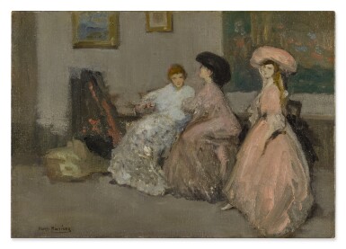 Trois élégantes dans l'atelier de l'artiste