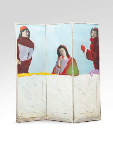 Paravent à trois feuilles La Vierge Marie et ses deux pages, commande spéciale, 1934
