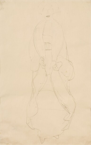 Stehende Dame mit Mantel von vorne (Standing Lady with Coat from the Front)