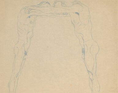 Zwei sich gegeneinander stützende Männerakte (Two Male Nudes Bracing Each Other)