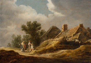 Landscape with travellers near a farm