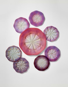 Seven Dessert Plates and a Dinner Plate, circa 1910