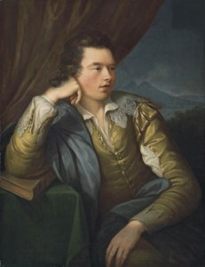 Portrait of John Campbell, 4th Earl and 1st Marquess of Breadalbane (1762-1834), three-quarter-length, in a yellow jacket with lace collar and cuffs, his right arm resting on a book, a mountainous landscape beyond