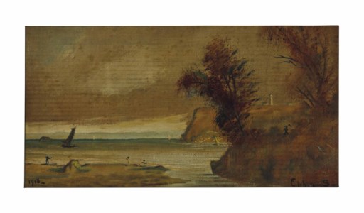 Seascape with Sailboat and Lighthouse