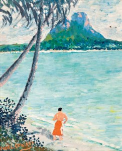 Figure on a Beach, the Pitons