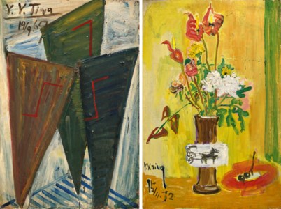 Ding Yanyong, Abstract Triangle; & Still Life with Flowers