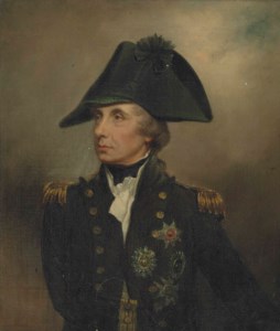 Portrait of Horatio, Viscount Nelson, K.B., Vice-Admiral of the White (1758–1805), half-length, in Vice-Admiral's undress uniform, cocked hat with black silk cockade and green eyeshade, with the stars of the Bath, the St. Ferdinand and the Crescent