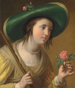 Portrait of Princess Elizabeth II van de Palts (1618-1680) as a shepherdess, bust-length, holding a rose