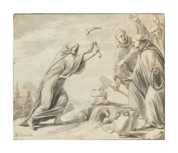 Saint Benedict miraculously discovering a hidden fountain