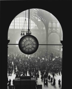 Famed clock at Pennsylvania Station in New York during wartime, 1943