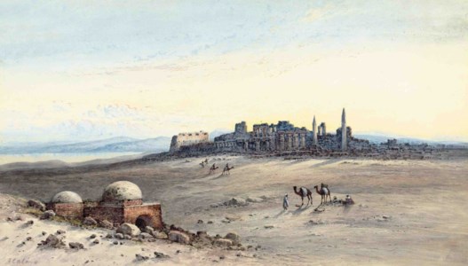 Arabs at the ruins, dusk