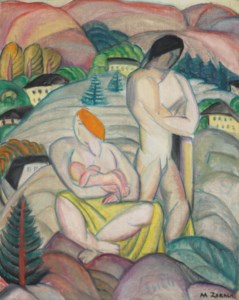 The Zorach Family in a Landscape and Floral Still Life: A Double-Sided Painting