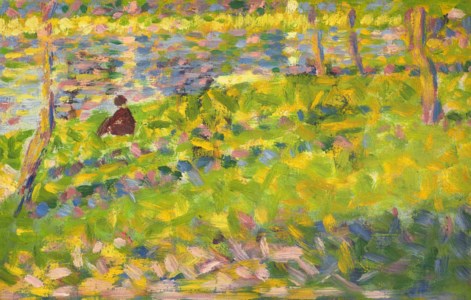 Paysage, homme assis (Etude pour Un dimanche après-midi à l'Ile de la Grande Jatte )