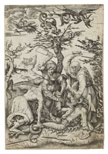 Three Old Women beating the Devil (B. 71; Holl. 80)