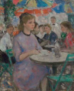 Marie-Lize à la terrasse d'une guinguette, à Nogent-sur-Marne