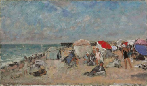 L'homme qui lit le journal, sur la Plage de Deauville
