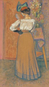 Elegant lady holding a mirror