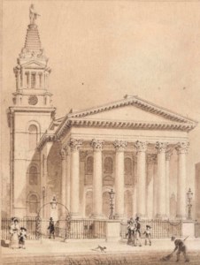 St. George's church, Bloomsbury with figures