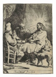 Christ at Emmaus: Small Plate (B., Holl. 88; H. 121)