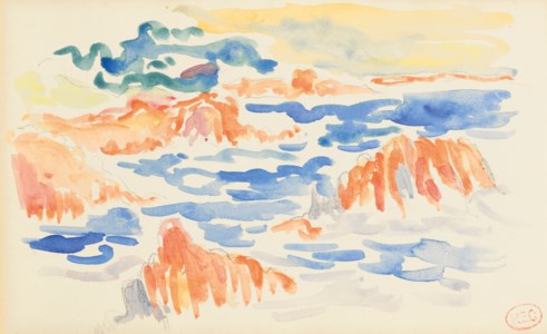 Marine aux rochers rouges aux Trayas ( recto ); Étude de pêcheurs ( verso )
