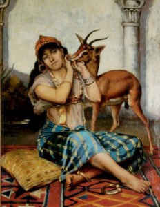 Young girl with a deer