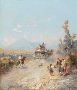 On the way to Pompeii, with Vesuvius beyond