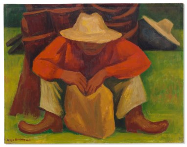 Descansando (Hombre sentado junto a un tronco)