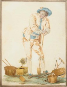 Une femme à la corbeille de fleurs; et Un jardinier
