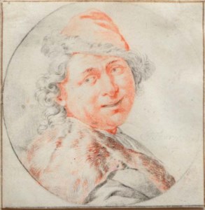 A study of a man's head, bust-length, in a 'tondo'