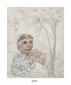 Caricature of the artist in the hospital