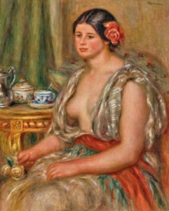 Pierre-Auguste Renoir, Jeune femme en costume oriental devant une table à thé