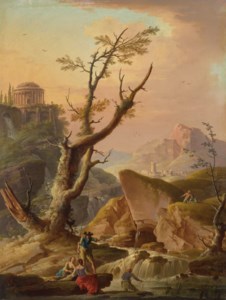 An Italian landscape with figures